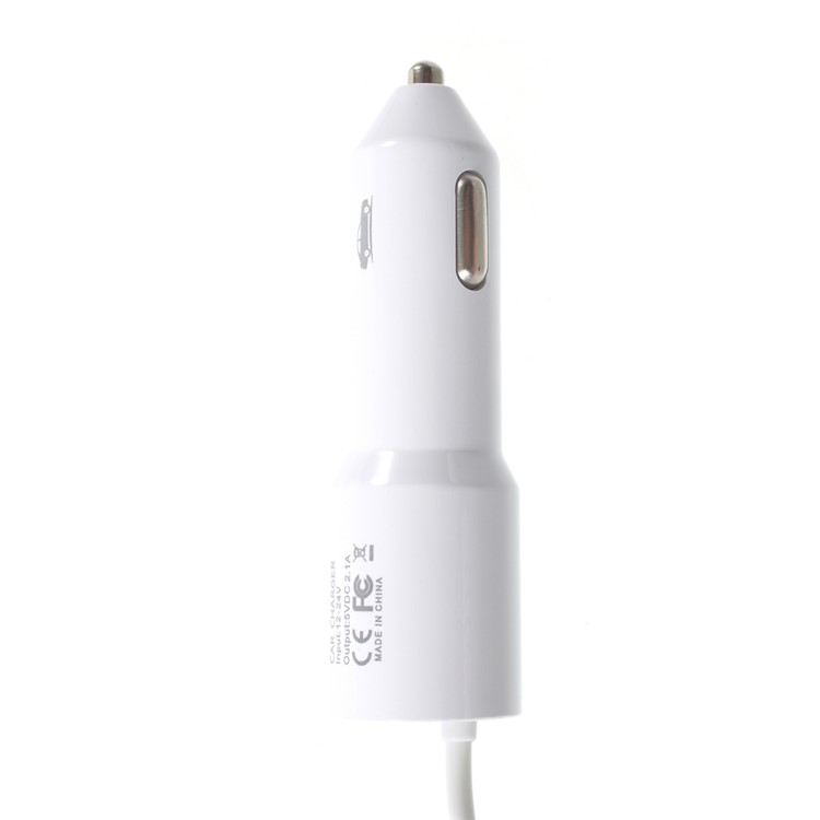 2.1A Springy Car Charger with Micro USB Cable & USB Interface for Samsung Galaxy S7 edge - White-4