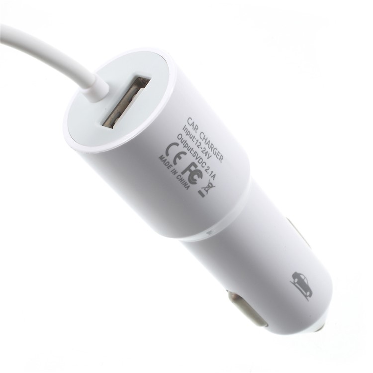 2.1A Springy Car Charger with Micro USB Cable & USB Interface for Samsung Galaxy S7 edge - White-6