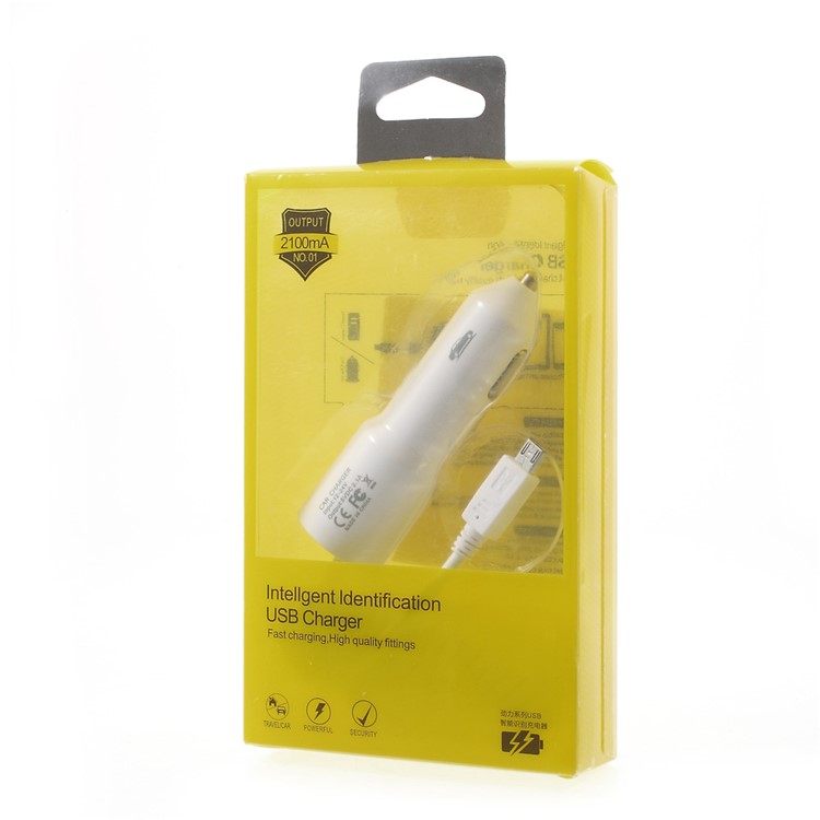 2.1A Springy Car Charger with Micro USB Cable & USB Interface for Samsung Galaxy S7 edge - White-8