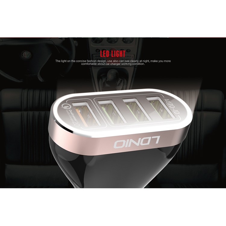 LDNIO C701Q Quick Charge 2.0 4-Port 7A Car Charger Adapter + Micro USB Cable (CE/RoHS/FCC)-8