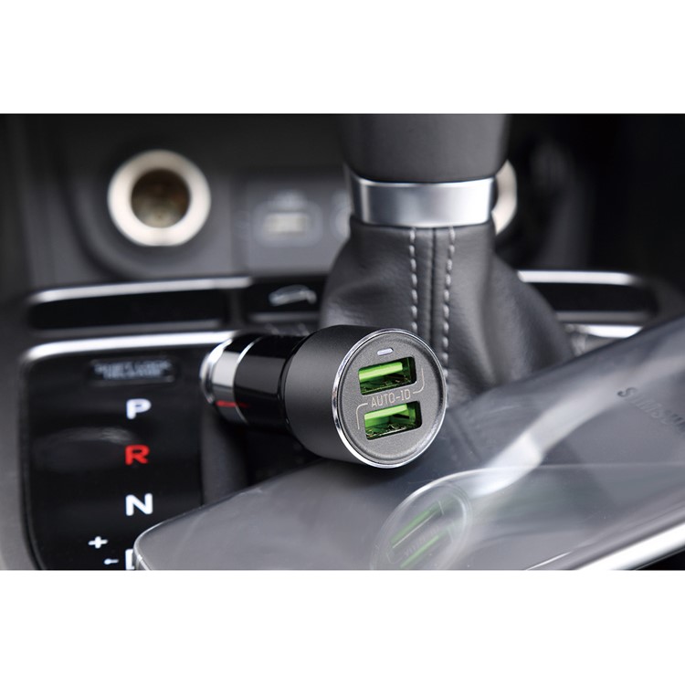 LDNIO C303 Auto-ID 3.6A 2-Port USB Car Charger + Micro USB Cable - Black (CE/RoHS/FCC)-10