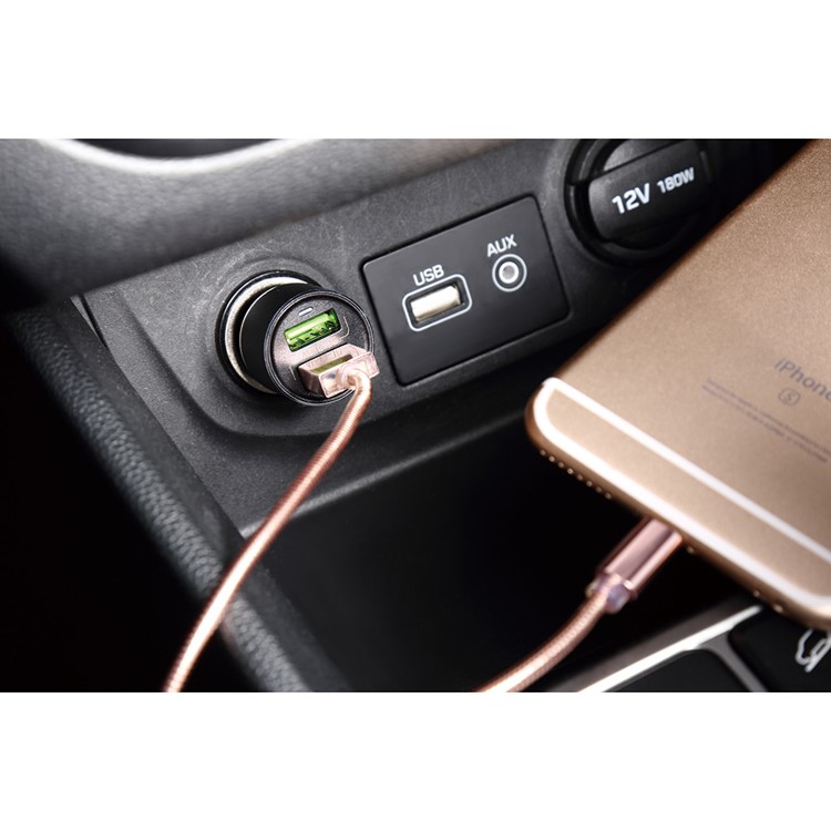 LDNIO C303 Auto-ID 3.6A 2-Port USB Car Charger + Micro USB Cable - Black (CE/RoHS/FCC)-12