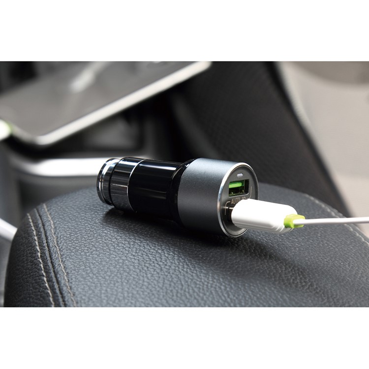 LDNIO C303 Auto-ID 3.6A 2-Port USB Car Charger + Micro USB Cable - Black (CE/RoHS/FCC)-2
