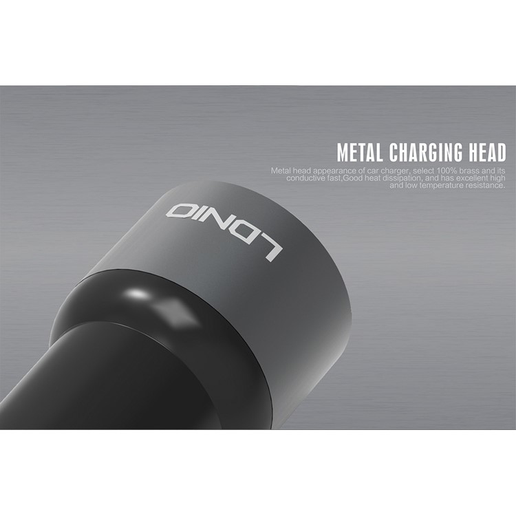 LDNIO C303 Auto-ID 3.6A 2-Port USB Car Charger + Micro USB Cable - Black (CE/RoHS/FCC)-5