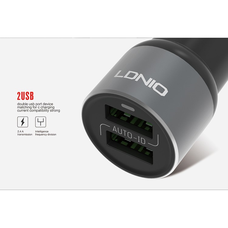 LDNIO C303 Auto-ID 3.6A 2-Port USB Car Charger + Micro USB Cable - Black (CE/RoHS/FCC)-7