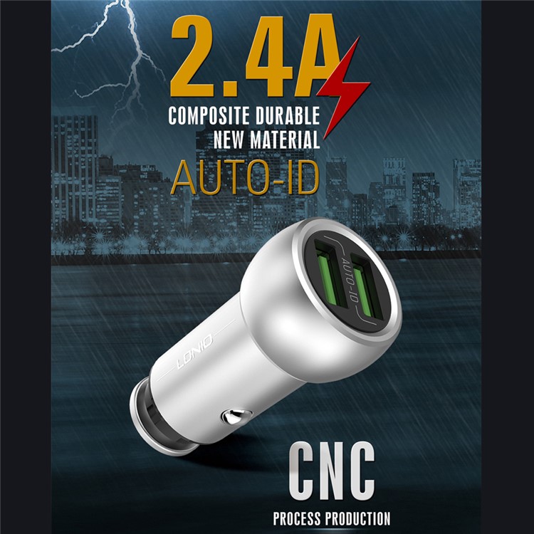 Ldnio C401 Zinc Alloy 3 6a Dual Port Usb Car Charger Micro Usb