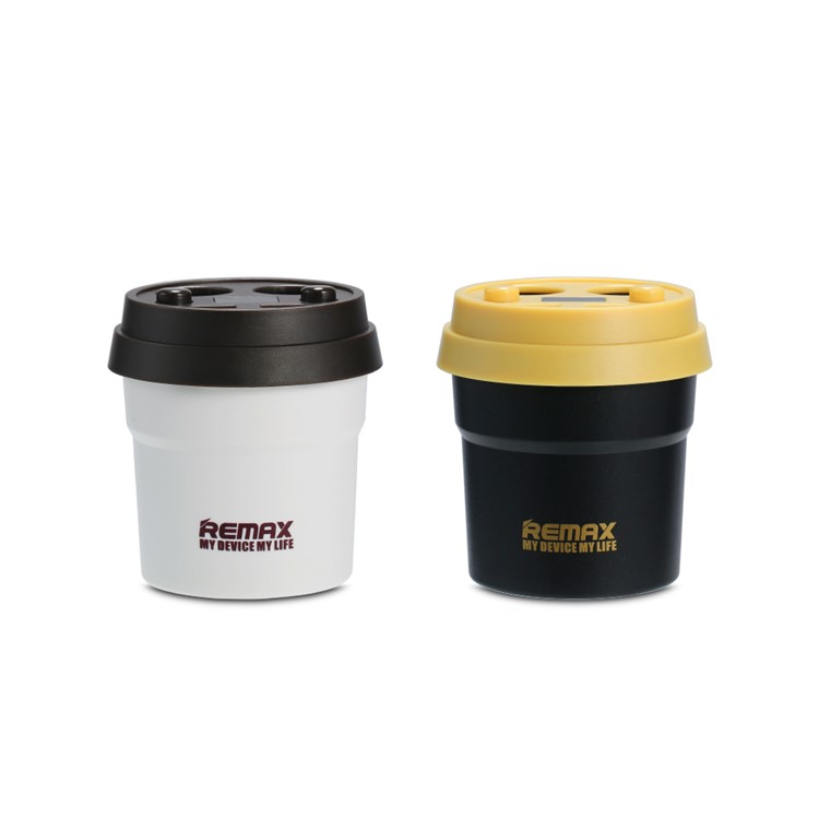 REMAX CE/RoHS Coffee Cup Car Charger 2 USB Output + 2 Cigarette Lighter Extending Ports - Black-5