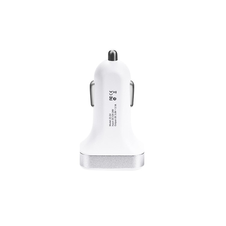HOCO Z3 2 USB Ports Output Car Charger with Digital Display for Phones Tablets - White-3