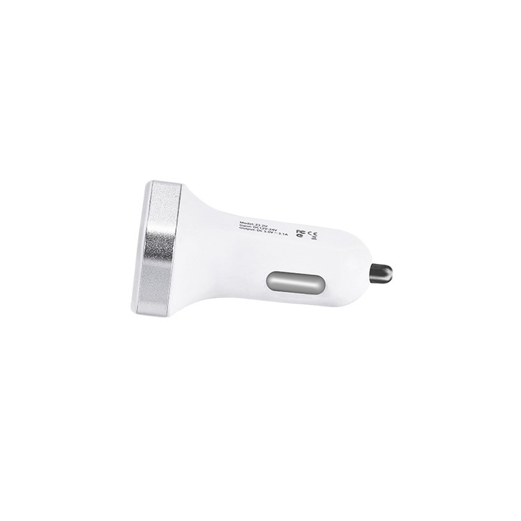 HOCO Z3 2 USB Ports Output Car Charger with Digital Display for Phones Tablets - White-4