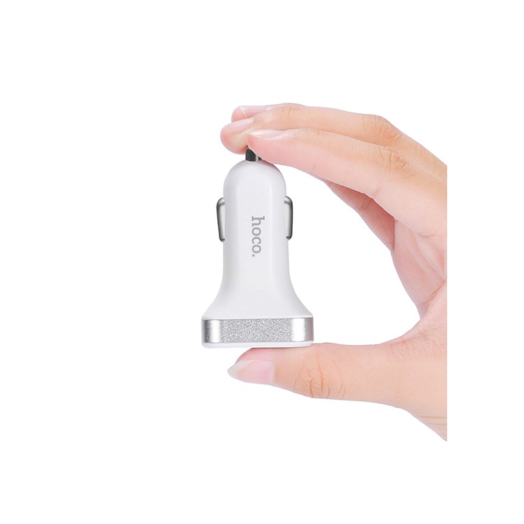 HOCO Z3 2 USB Ports Output Car Charger with Digital Display for Phones Tablets - White-6