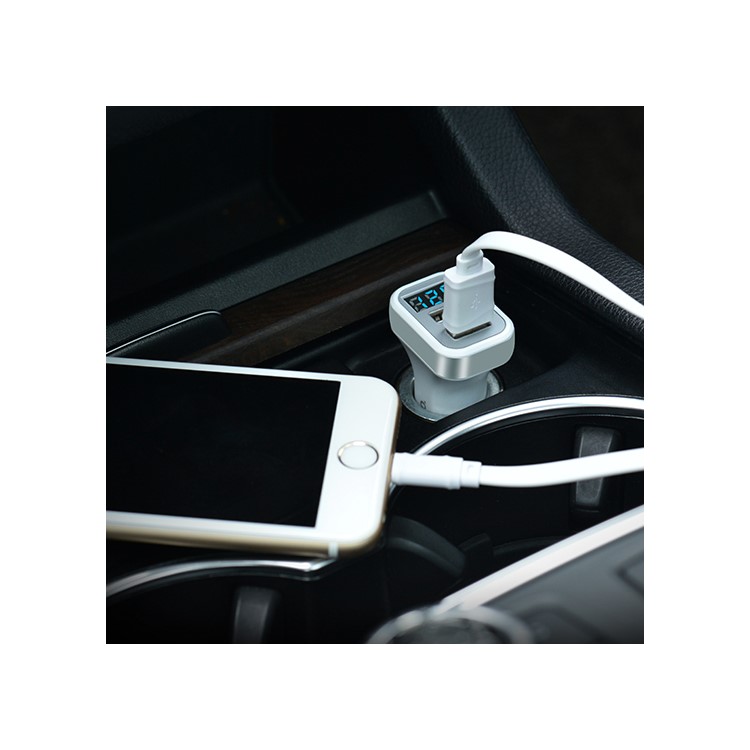 HOCO Z3 2 USB Ports Output Car Charger with Digital Display for Phones Tablets - White-7