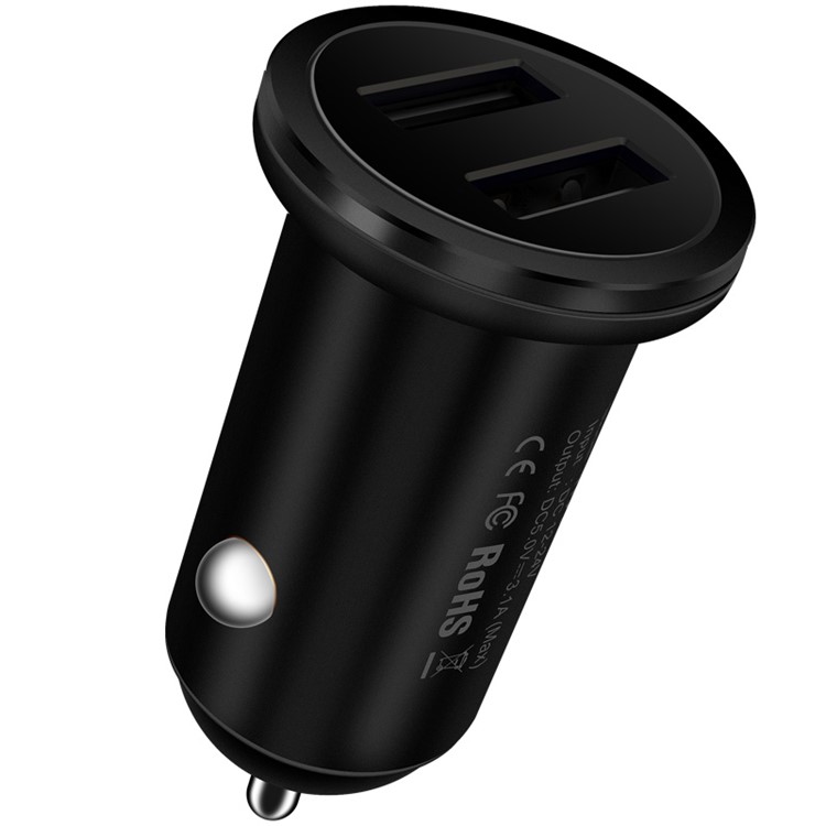 USAMS 3.1A Dual USB Aluminum Alloy Car Charger for Smartphone Tablet - Black-1
