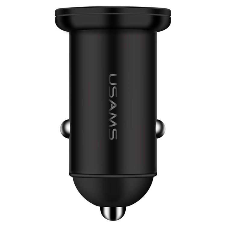 USAMS 3.1A Dual USB Aluminum Alloy Car Charger for Smartphone Tablet - Black-2