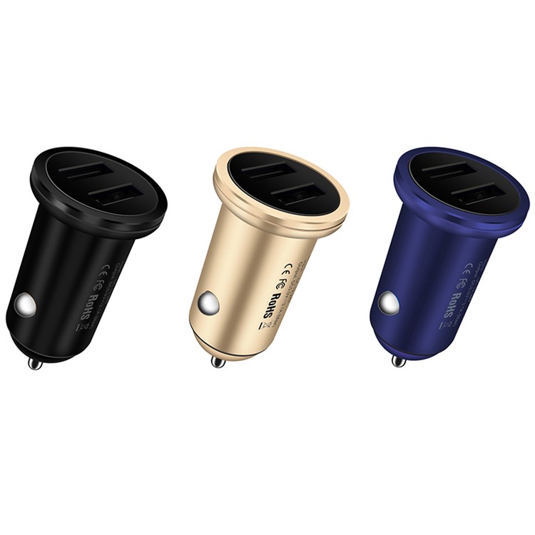 USAMS 3.1A Dual USB Aluminum Alloy Car Charger for Smartphone Tablet - Black-3
