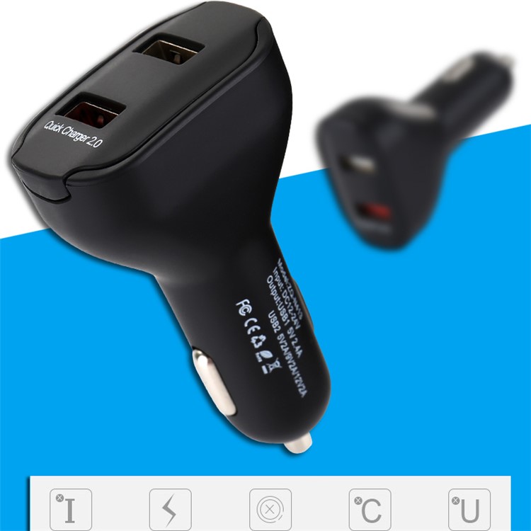 ZUOQI N413 5.4A Dual USB Car Charger with Quick Charge 3.0 for iPhone Samsung HTC Sony - Black-1