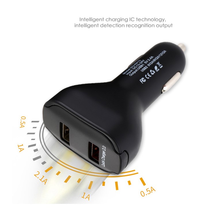 ZUOQI N413 5.4A Dual USB Car Charger with Quick Charge 3.0 for iPhone Samsung HTC Sony - Black-13