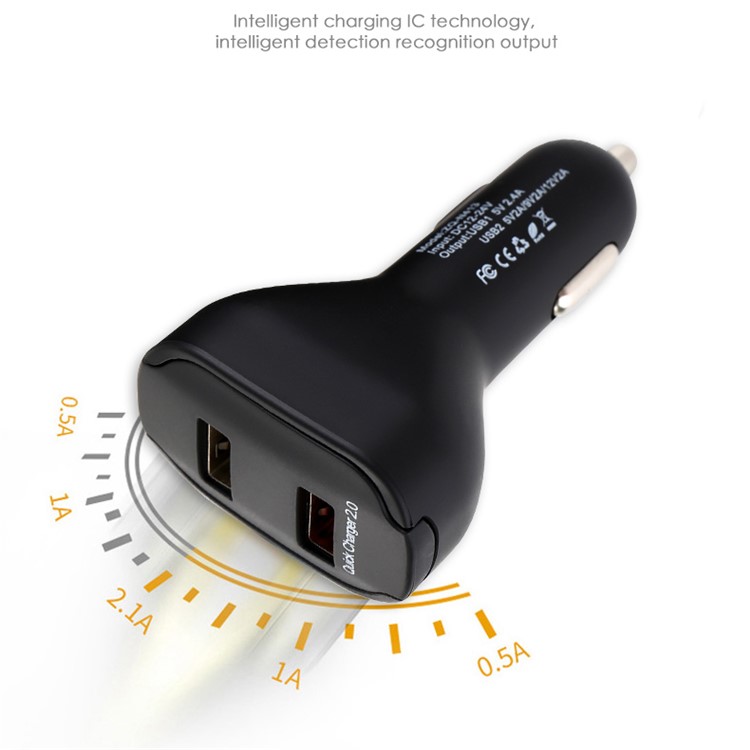ZUOQI N413 5.4A Dual USB Car Charger with Quick Charge 3.0 for iPhone Samsung HTC Sony - Black-5