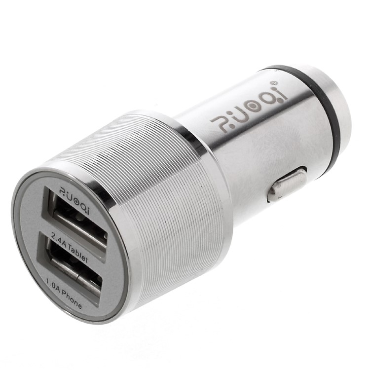 ZUOQI ZQ-N404B Metal 2 Ports USB Car Charger with Emergency Hammer (CE/FCC/RoHS) - Silver-1