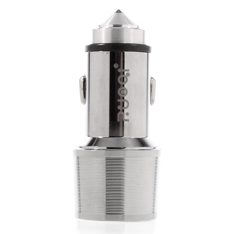ZUOQI ZQ-N404B Metal 2 Ports USB Car Charger with Emergency Hammer (CE/FCC/RoHS) - Silver-2