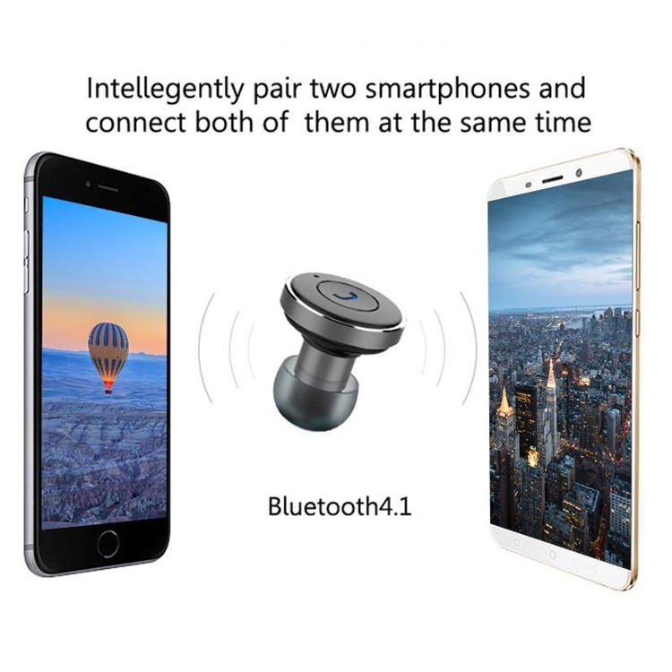 AWEI A871BL 2-in-1 Mini Bluetooth 4.1 Earbud with Mic + Dual USB Car Charger Adapter Car Kit - Silver Color-9
