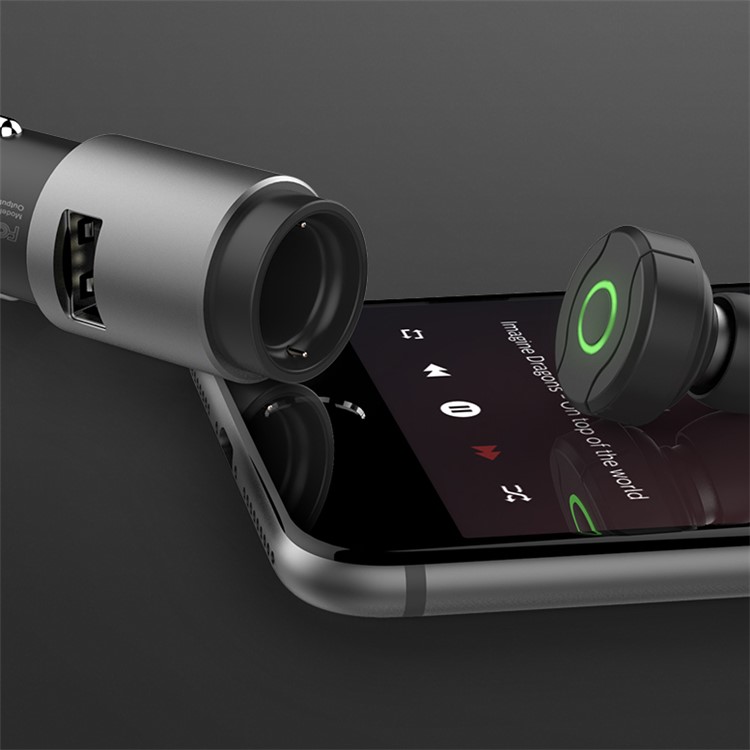 ROCK Hands-free Bluetooth Earphone 2.4A Car Charger with Safety Hammer for iPhone Samsung Etc - Black-4