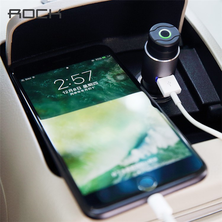 ROCK Hands-free Bluetooth Earphone 2.4A Car Charger with Safety Hammer for iPhone Samsung Etc - Black-7