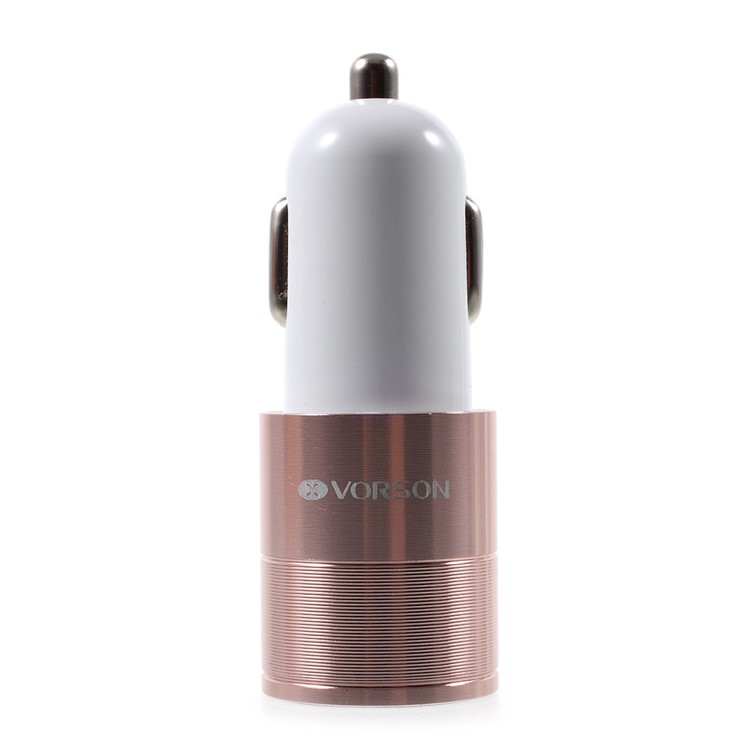 VORSON DC 5V 3A Dual USB Port Car Charger with Type-c Port - Rose Gold Color-3