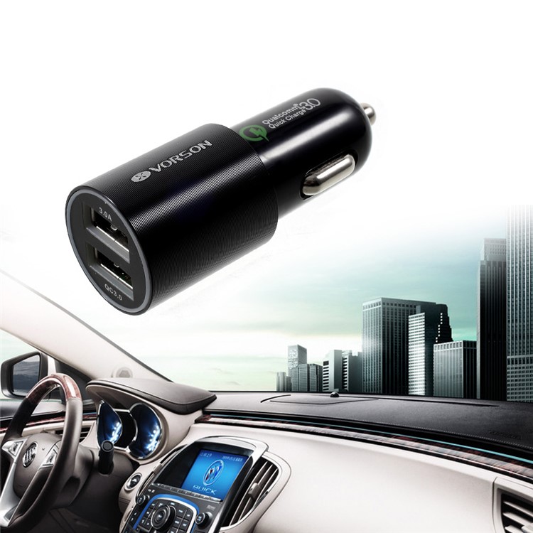 VORSON Quick Charge 3.0 Dual USB Port Car Charger - Black-1