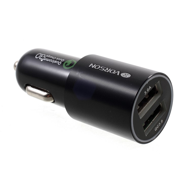 VORSON Quick Charge 3.0 Dual USB Port Car Charger - Black-2