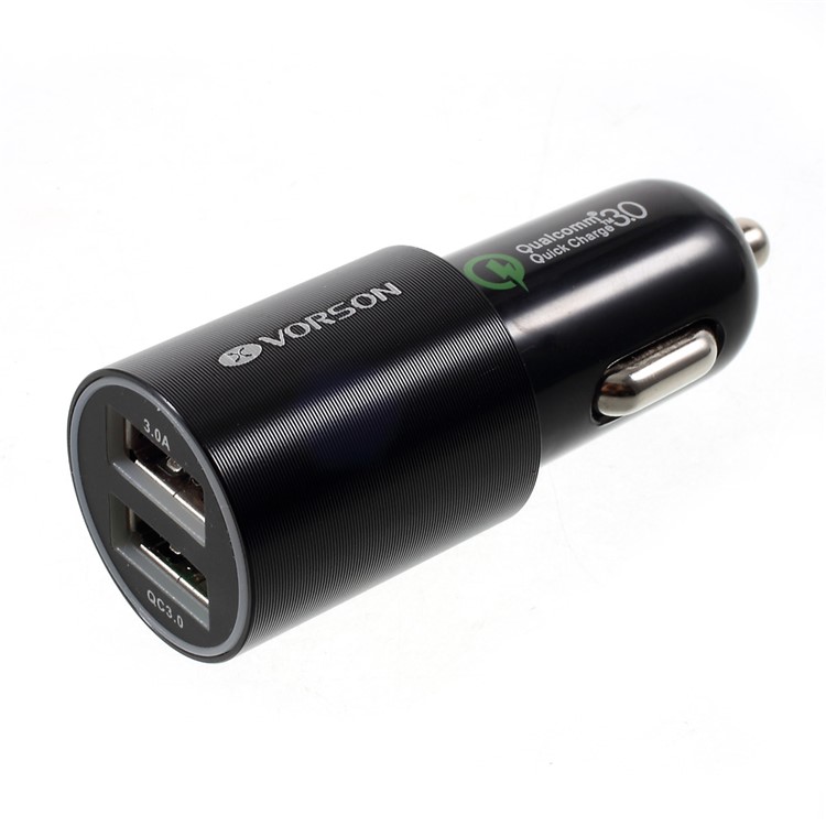 VORSON Quick Charge 3.0 Dual USB Port Car Charger - Black-3