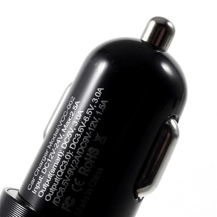 VORSON Quick Charge 3.0 Dual USB Port Car Charger - Black-8