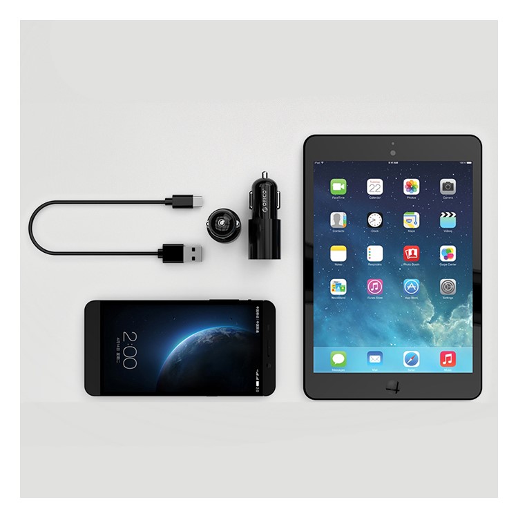 ORICO UCF-2U Type-c + USB-A Dual Port Car Charger for iPhone Samsung LG Etc - Black-3