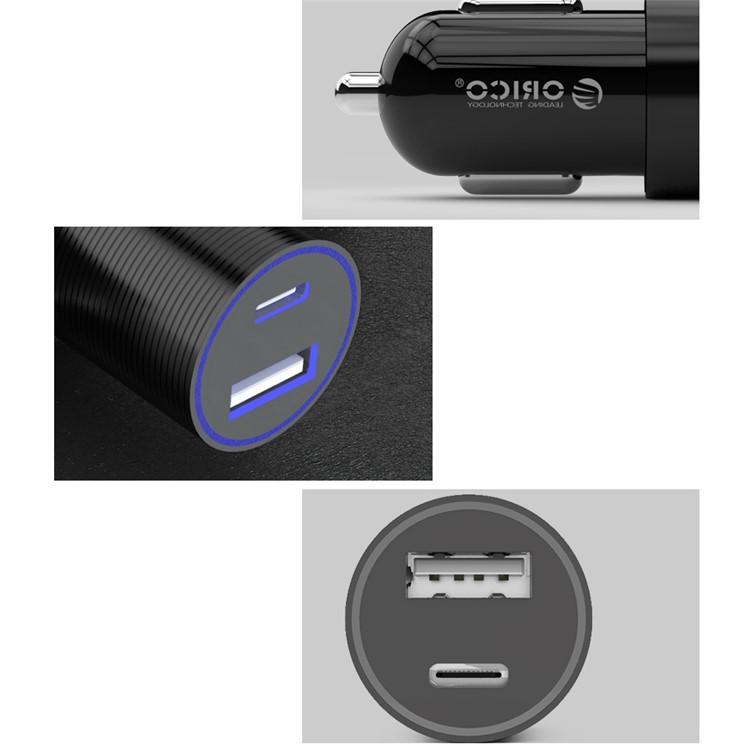 ORICO UCF-2U Type-c + USB-A Dual Port Car Charger for iPhone Samsung LG Etc - Black-7