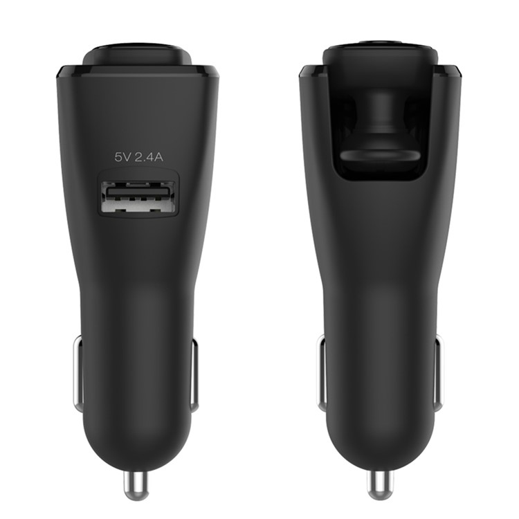AEC BQ638 5V 2.4A Single USB Car Charger Bluetooth V4.1 Single In-ear Earphone - Black-2