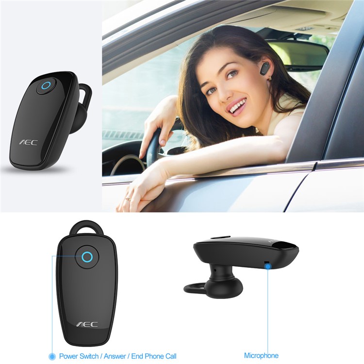 AEC BQ638 5V 2.4A Single USB Car Charger Bluetooth V4.1 Single In-ear Earphone - Black-3