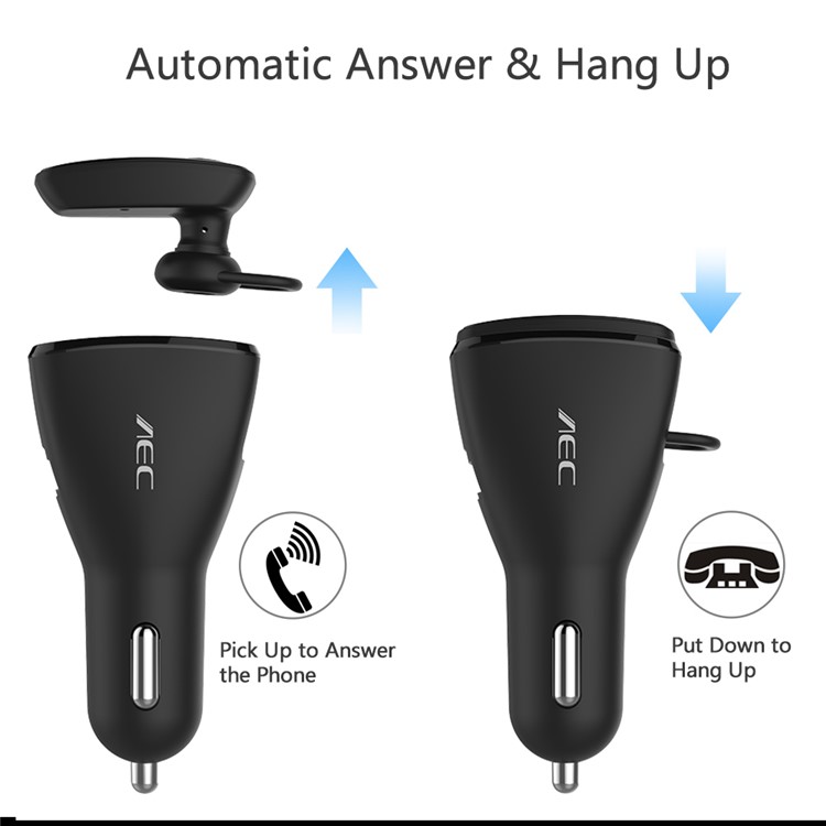 AEC BQ638 5V 2.4A Single USB Car Charger Bluetooth V4.1 Single In-ear Earphone - Black-4