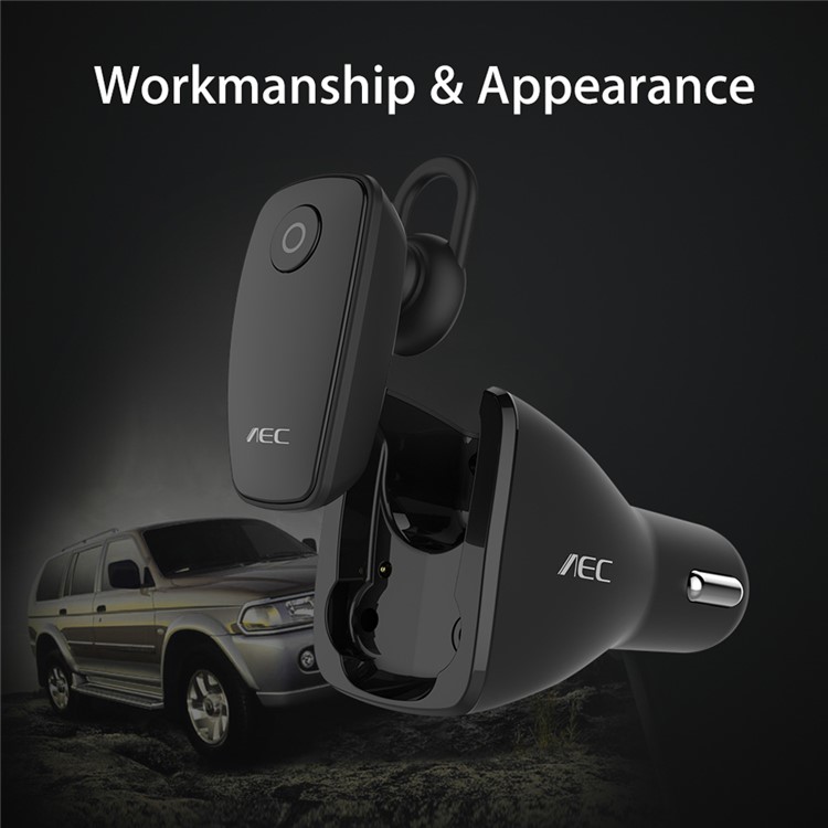 AEC BQ638 5V 2.4A Single USB Car Charger Bluetooth V4.1 Single In-ear Earphone - Black-6
