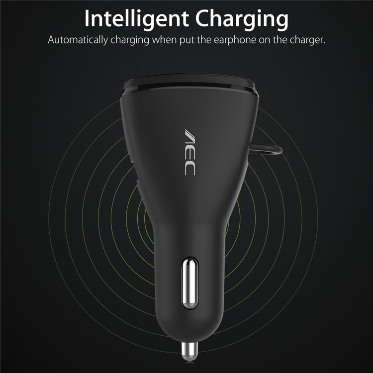 AEC BQ638 5V 2.4A Single USB Car Charger Bluetooth V4.1 Single In-ear Earphone - Black-7
