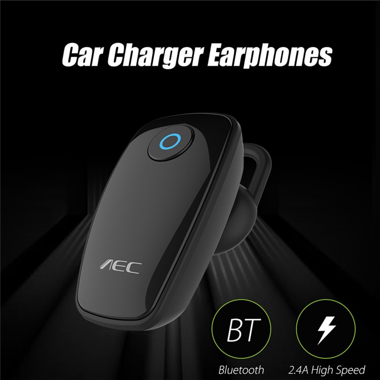 AEC BQ638 5V 2.4A Single USB Car Charger Bluetooth V4.1 Single In-ear Earphone - Black-8