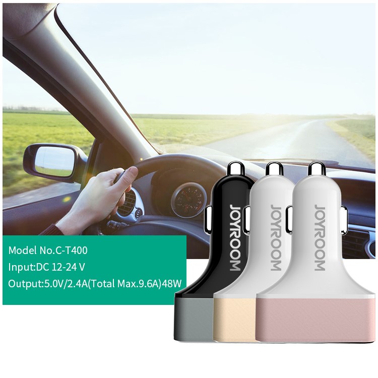 JOYROOM C-T400 5V 2.4A Fast Charge 4 Ports USB Car Charger Adapter - Tarnish-7
