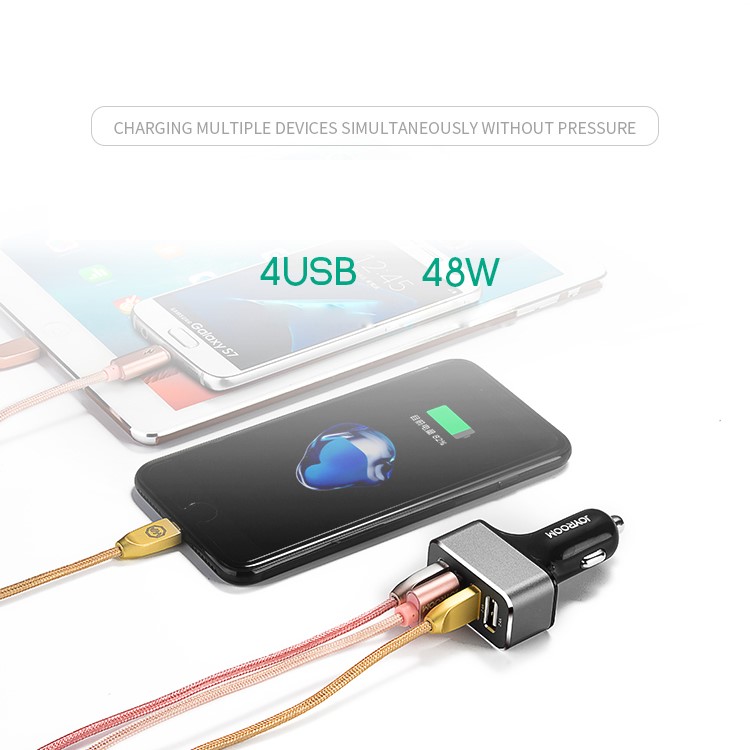 JOYROOM C-T400 5V 2.4A Fast Charge 4 Ports USB Car Charger Adapter - Tarnish-9