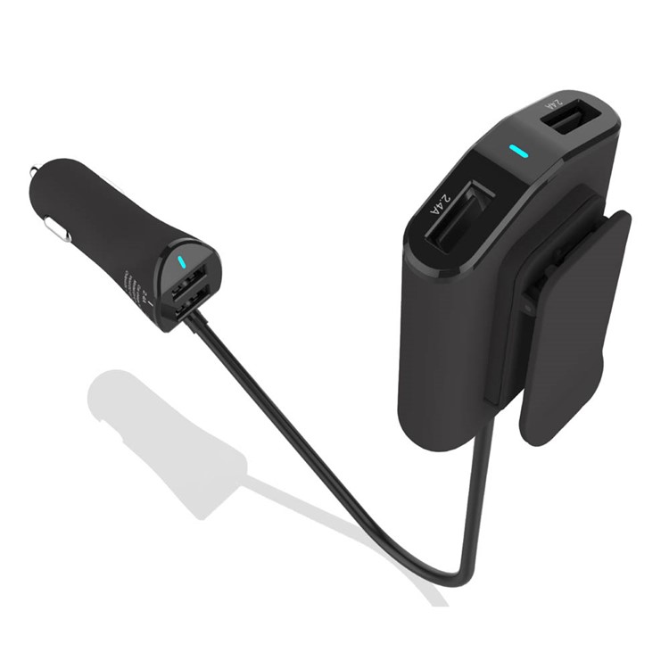 C75 4-Port USB 9.6A Car Front and Back Seat Charger for iPhone Samsung Huawei Etc-9