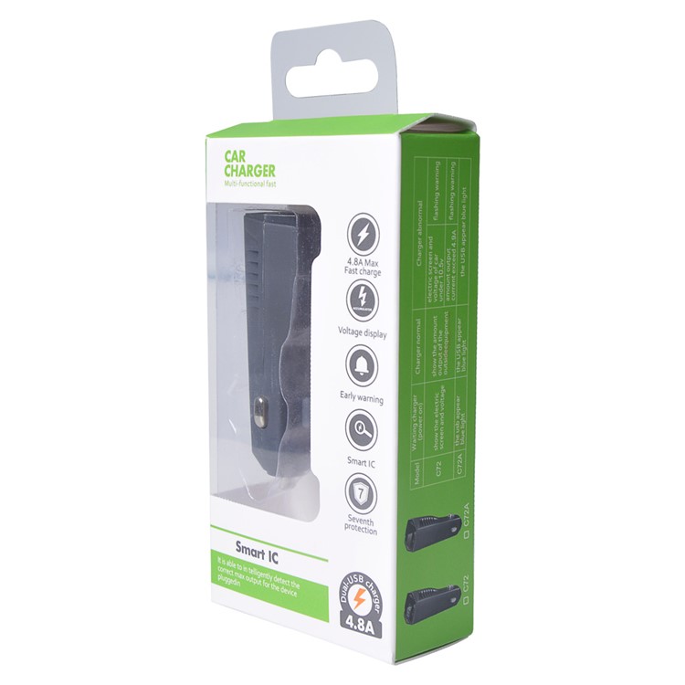 NEWMINE C72 4.8A Dual USB DC 12V / DC 24V Car Charger with LED Display Screen - Black-15