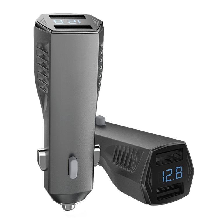NEWMINE C72 4.8A Dual USB DC 12V / DC 24V Car Charger with LED Display Screen - Black-2