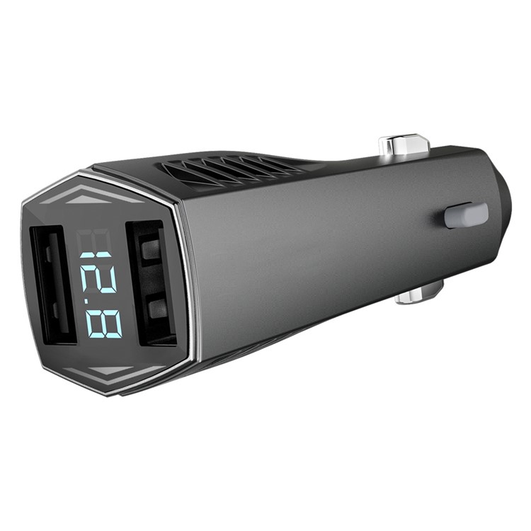 NEWMINE C72 4.8A Dual USB DC 12V / DC 24V Car Charger with LED Display Screen - Black-4