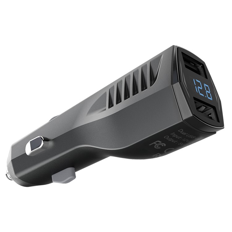 NEWMINE C72 4.8A Dual USB DC 12V / DC 24V Car Charger with LED Display Screen - Black-6