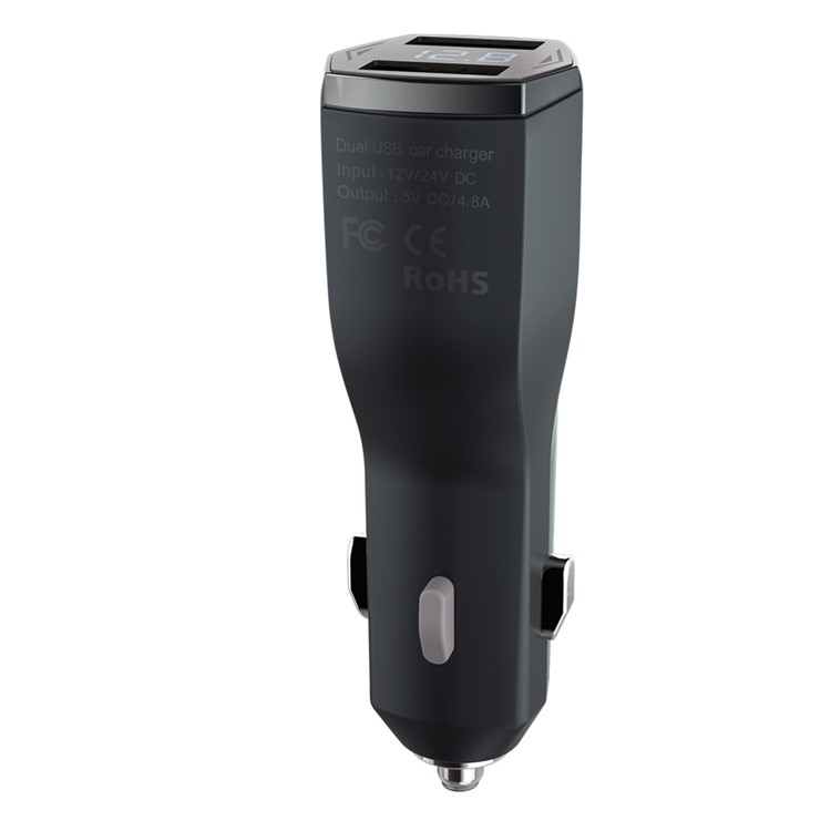 NEWMINE C72 4.8A Dual USB DC 12V / DC 24V Car Charger with LED Display Screen - Black-8