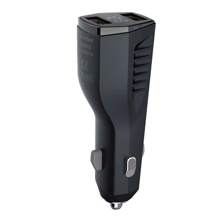 NEWMINE C72 4.8A Dual USB DC 12V / DC 24V Car Charger with LED Display Screen - Black-9