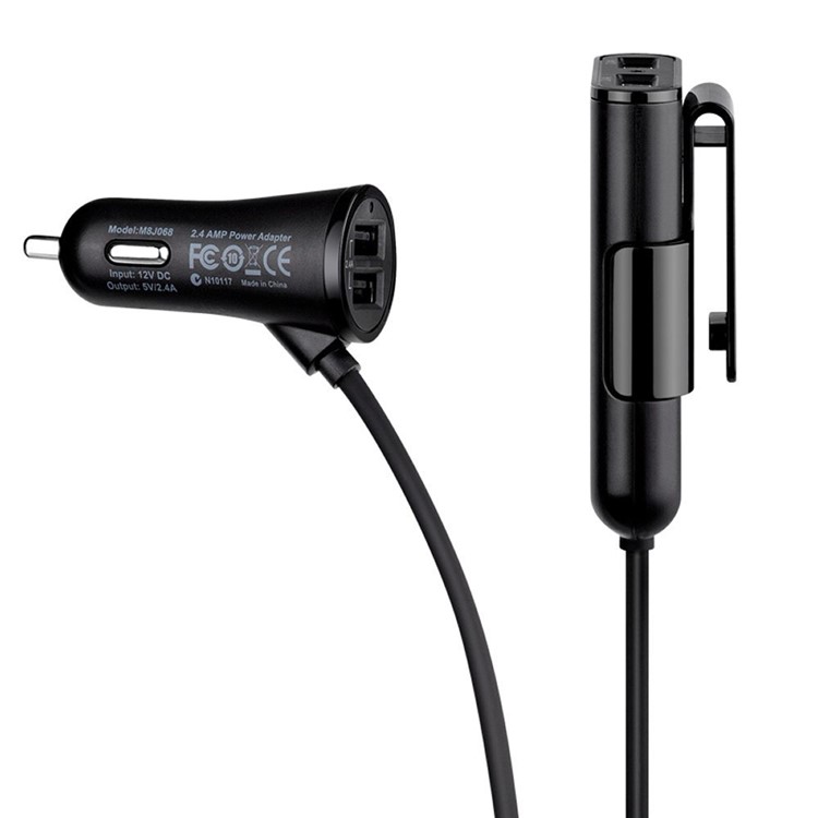 BUDI 4-port USB Car Front and Back Seat Charger with 1.8m Cable for iPhone Samsung Etc-2