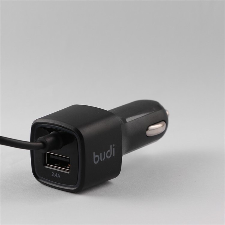 BUDI 12W 2.4A USB Car Charger with 1.8m/6ft Micro USB Coiled Cord for Samsung Sony Huawei-2
